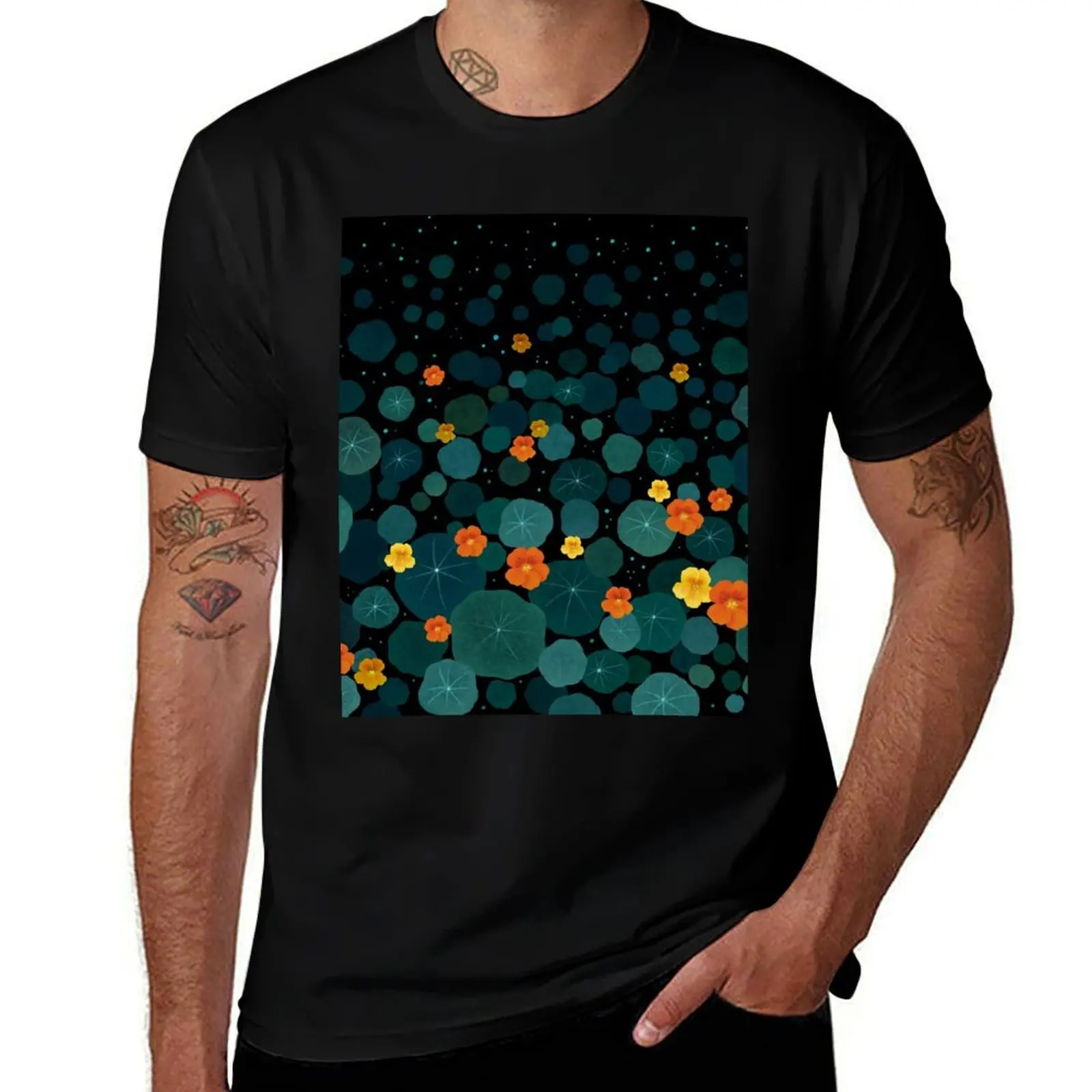 Nasturtium Garden T-Shirt Large Size Basic Casual T-Shirt