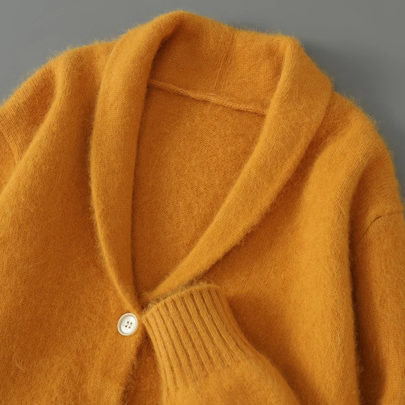 

Men's 100% Mink Cashmere Cardigan Autumn and Winter New Thick Knit Coat Fashion Loose Pocket Jacket V-Neck Warm Bottoming Shirt