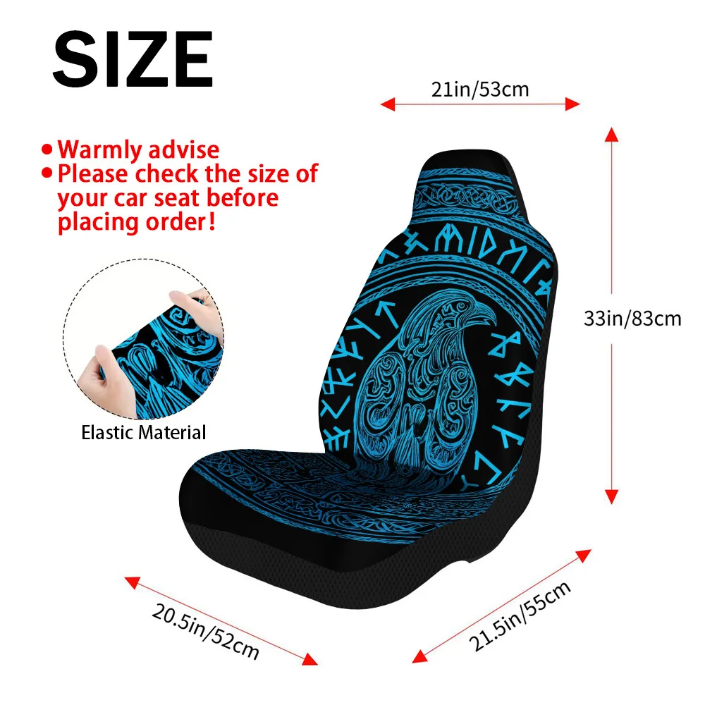 2pcs Viking Raven Runes Design Seat Covers – Fit For Cars, Trucks, Vans & SUVs | Durable Seat Protectors | Easy Installation &