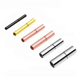 Stainless Steel Clasp Tube Hooks Connector for Leather Rope Clasp Cord DIY Bracelet Necklace Jewelry Finding Buckles Closed
