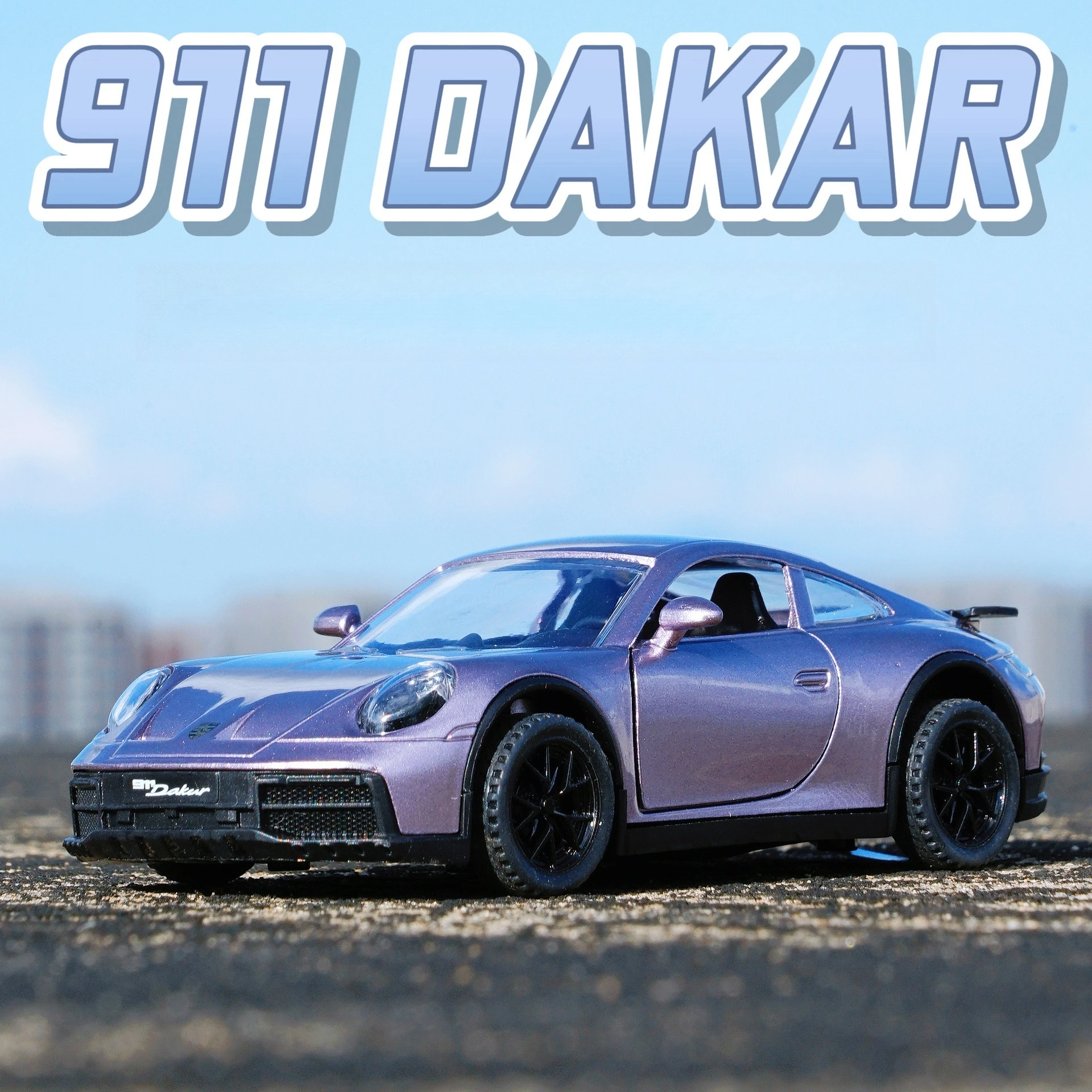 1:32 911 Dakar coche deportivo Diecast Metal aleación modelo coche sonido luz tirar hacia atrás colección niños juguete para regalo