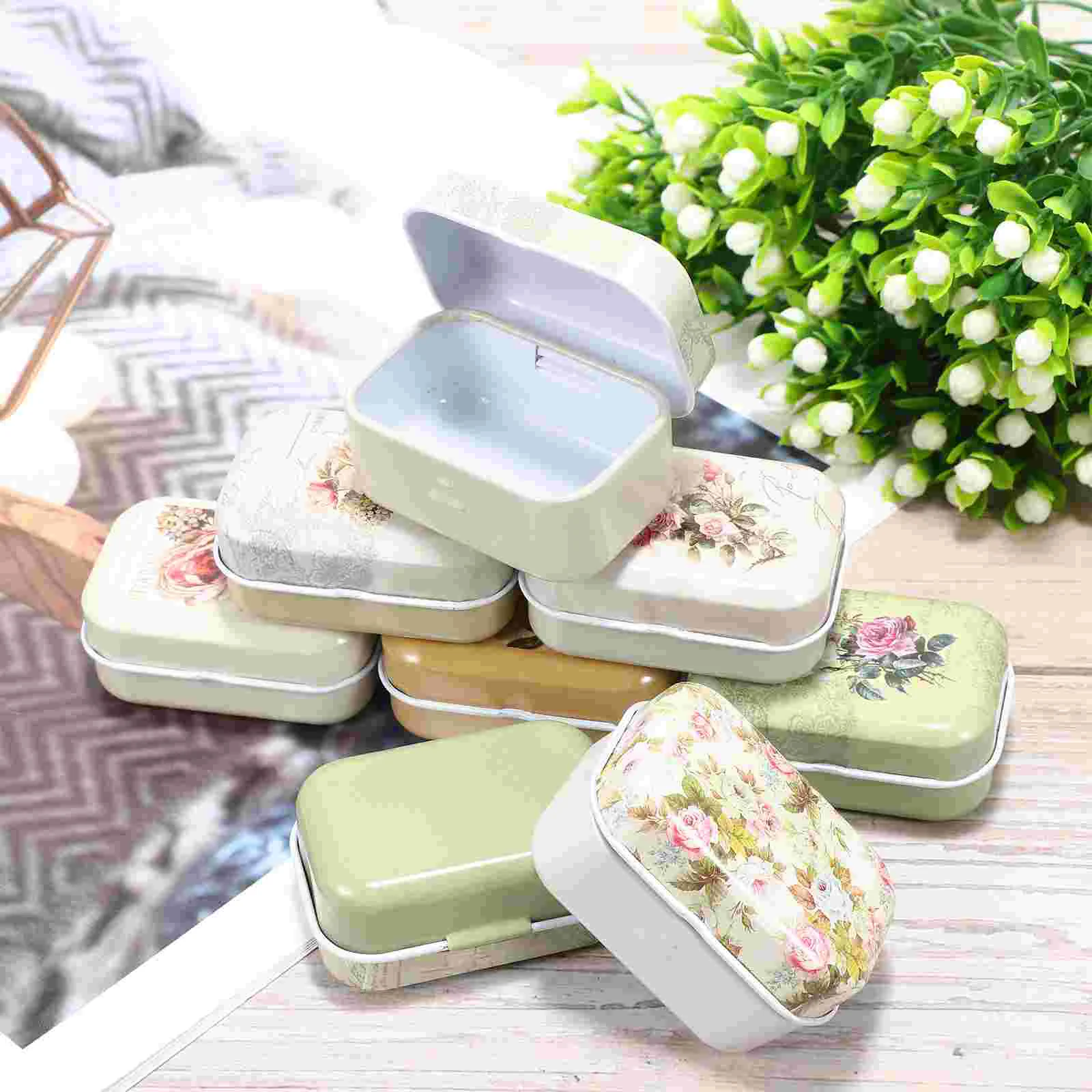 Tin Boxes Vintage Jewelry Box Trinket Box Small Jewelry Box With Lid Flower Organizer Box Vintage storage iron box
