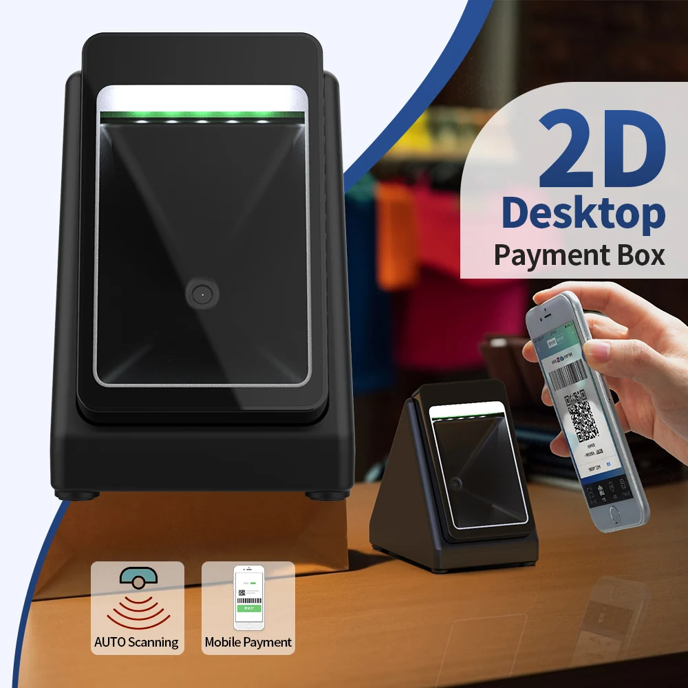 GTCODESTAR GT-610A Payment BOX Wireless Desktop Barcode Scanner Qr Code Reader Table 2D Barcode Reader Platform for Supermarket