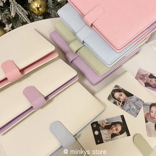 Imagen 2 del producto MINKYS macarrón brillante PU A5 Kpop tarjetas fotográficas libro de colección tarjetas fotográficas de 3 pulgadas álbum de almacenamiento papelería Kawaii de Corea