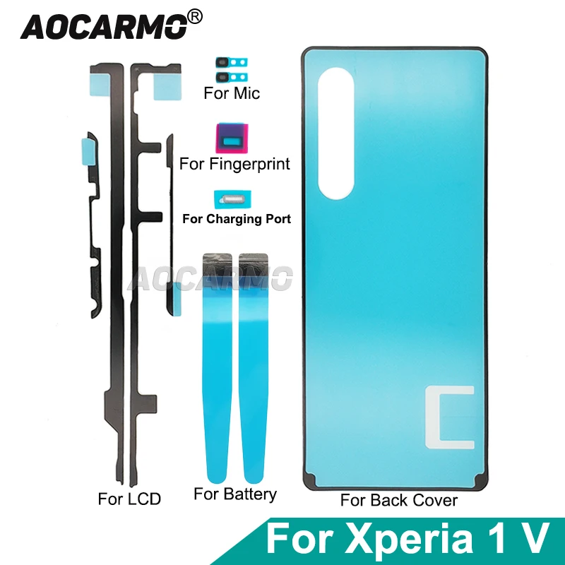 Aocarmo For Sony Xperia 1 V XQ-DQ72 DQ44 SO-51D Front LCD Display Adhesive Back Cover Rear Housing Battery Sticker Glue Tape