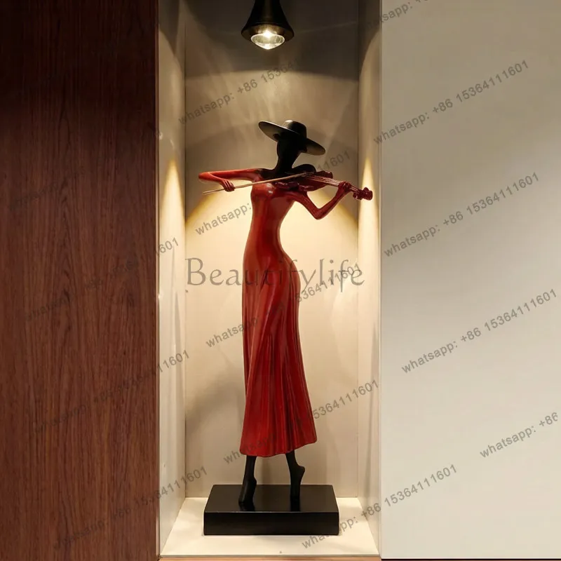 Italian light luxury violin figure sculpture ornament entrance art decoration