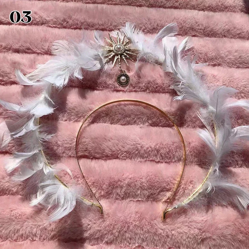 Bandeau de sauna d'elfe d'ange pour femmes et filles, plume d'ailes blanches, déesse Lolita, accessoire de costume d'Halloween et de Noël, habillage de fête