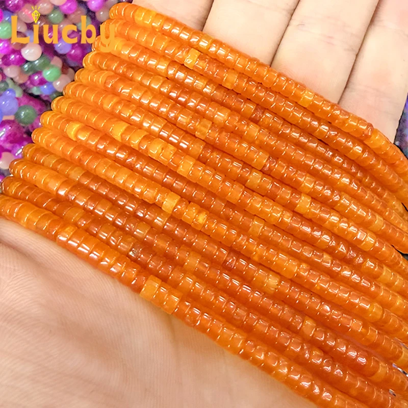 Naturstein, orangefarbene und gelbe Abstandshalter, handgefertigte kleine Perlen für DIY-Schlüsselanhänger, Kopfschmuck, Fußkettchen, Accessoires, 15 Zoll, Großhandel, 2*4 mm – Detail 6