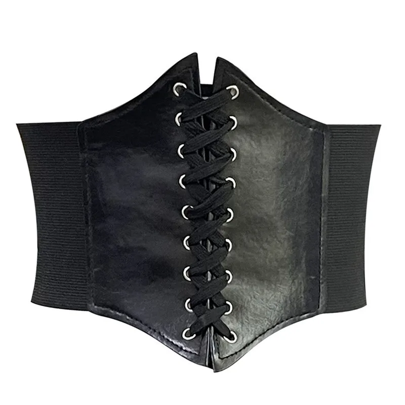 Women\'s Vintage Waist Seal Corset Belt Gothic Fashion Faux leather Female Lace-up Corset Belts Slimming