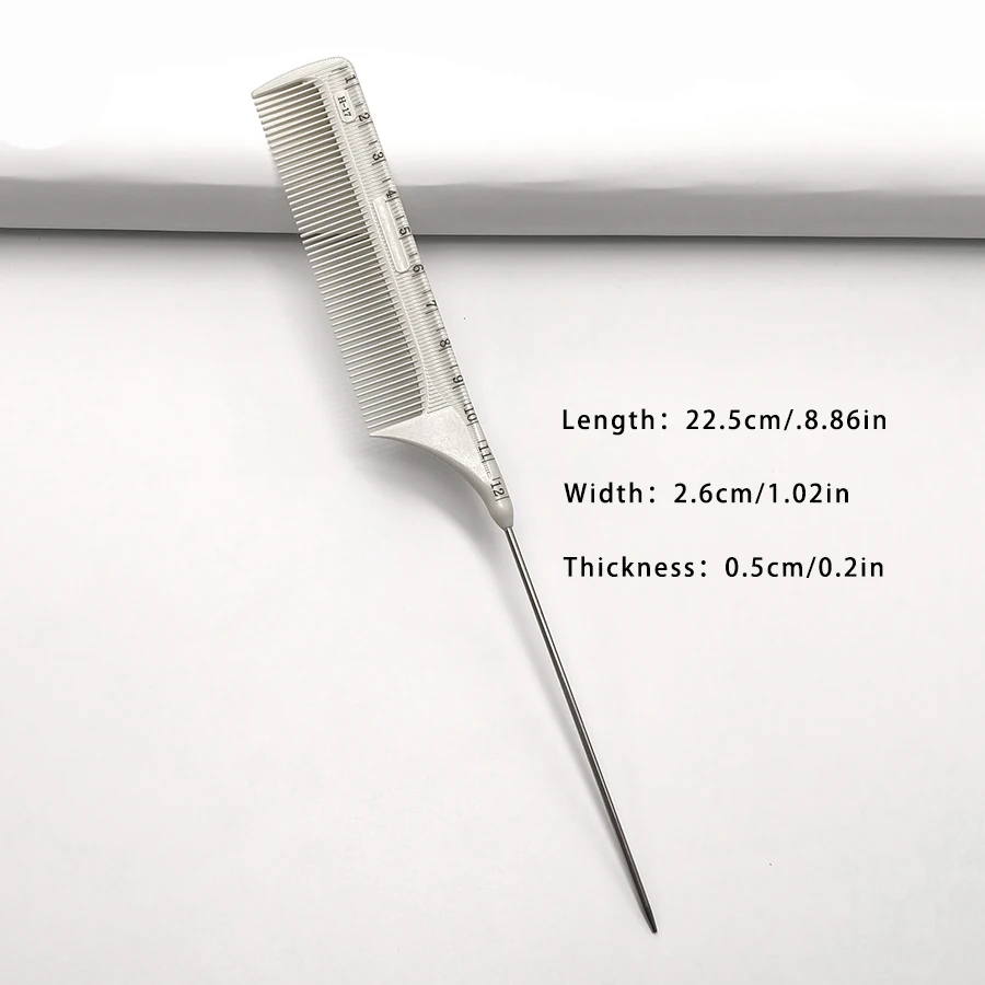 White Hairdressing Comb with Measurement Markings, Professional Hair Cutting Comb for Salon Stylists, Easy-To-Use and Durable Styling Comb