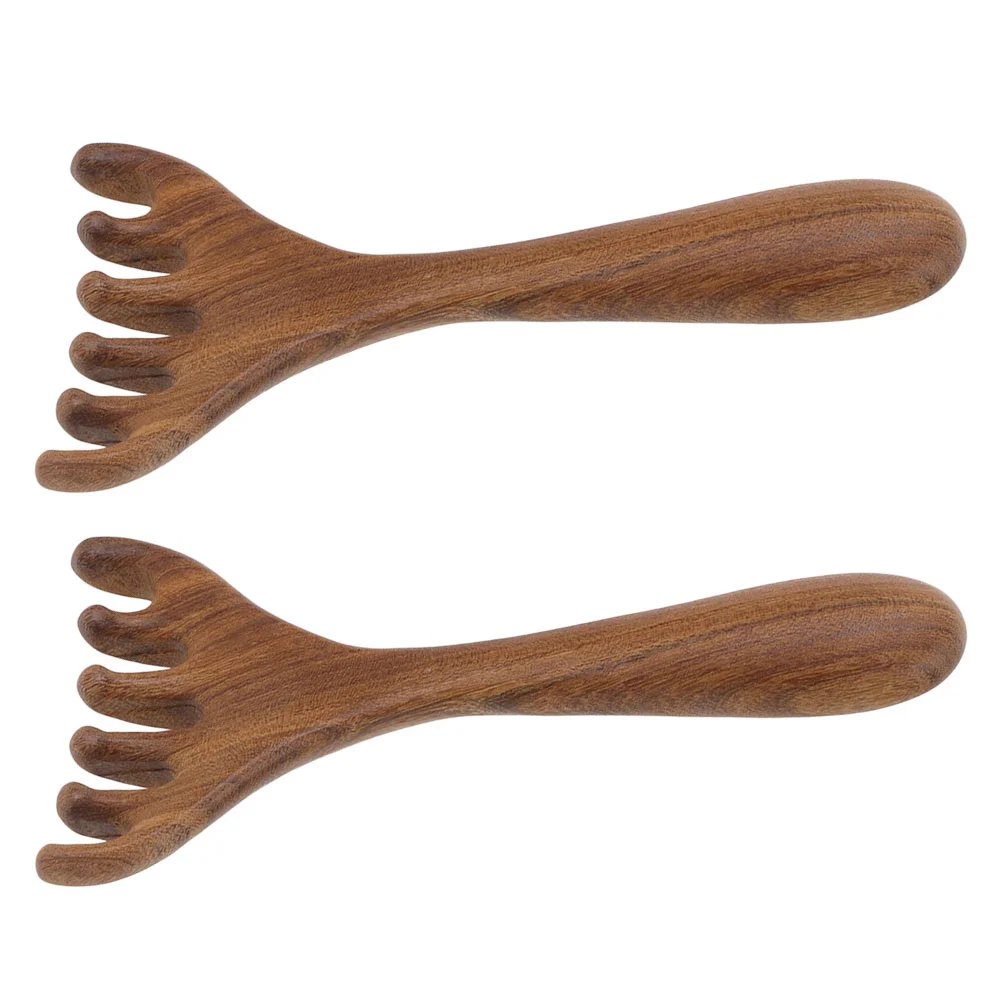 

2PCS Gua Sha Wooden Massage Tools Scalp Comb for Face Hair Shaping Relaxation Portable Acupoint Deer Antler Design