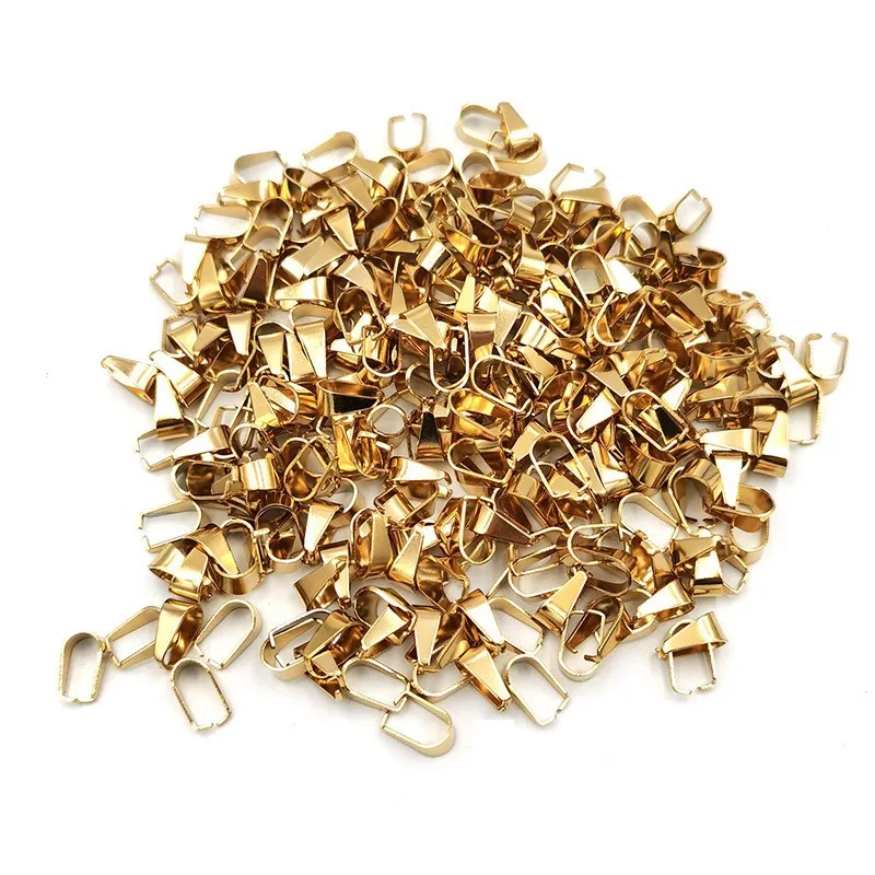 

300pcs Stainless Steel Pendant Pinch Clip Clasp Bail Connector Finding Jewelry Marking DIY 18k Gold Plated Silver