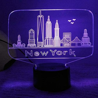 New York 3D Night Light Optical Illusion Lamp 7 Color Changing Touch Switch USB Power Toys Decoration Christmas Birthday Gift