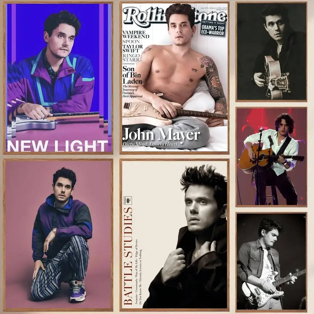 John Mayer Singer Rock Music Poster Self-adhesive Art Waterp