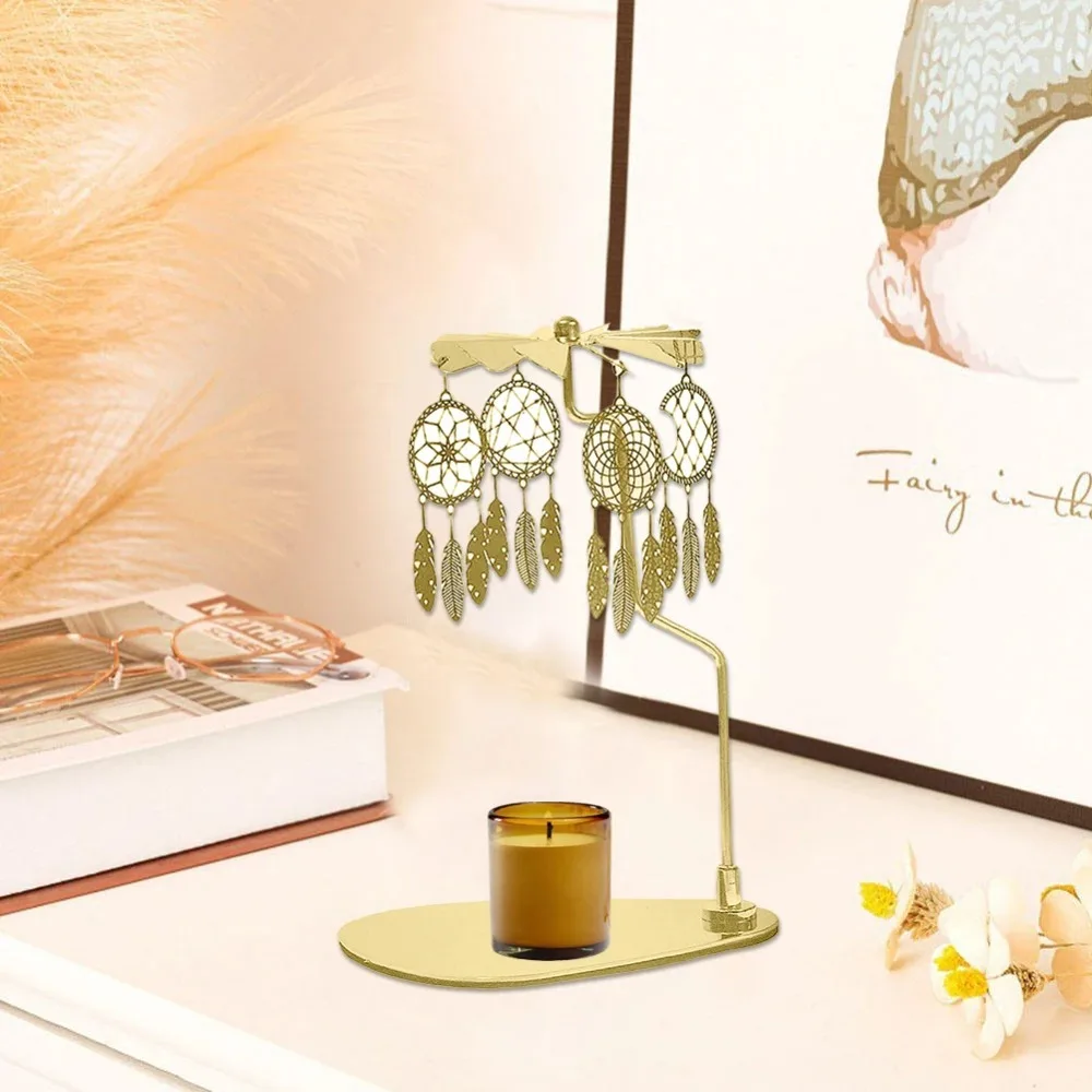 

Stainless Steel Rotary Candle Holder Gold/Silver Stable Rotating Candlestick with Base Tealight Holder Gift