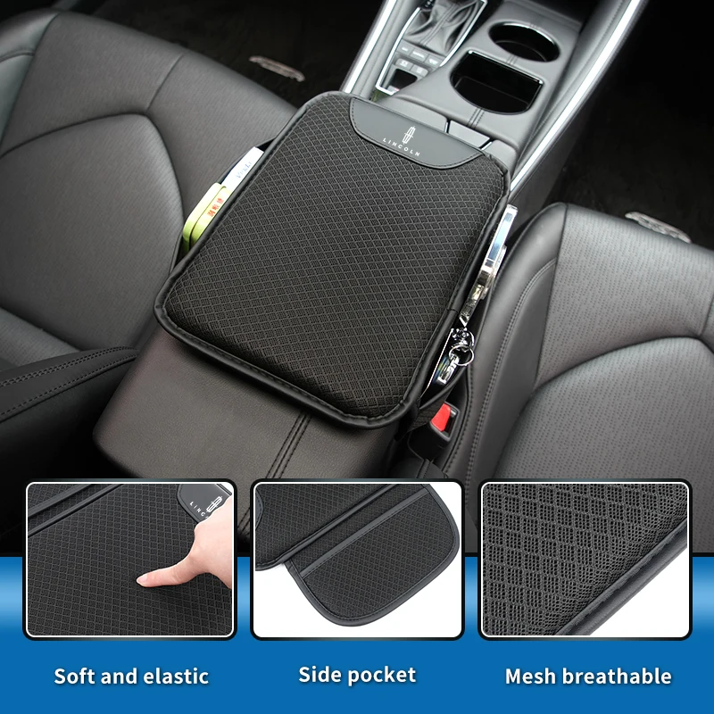 Ice Silk Car Center Console Armrest Storge Cushion Interior For Lincoln MKZ MKX Aviator Navigator Continental Corsair MKC MKT view 5