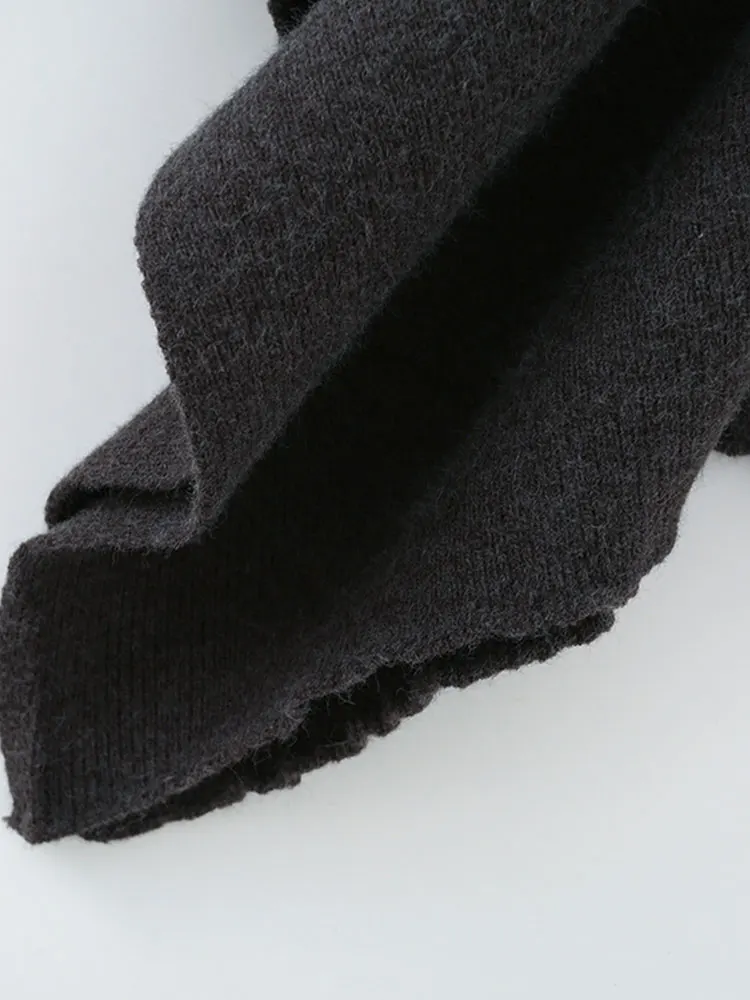 Nlzgmsj Autumn Loose Knitted Pullovers For Women Turndown Collar Long Sleeve Sweater New Casual Knitwear Daily Style cloak