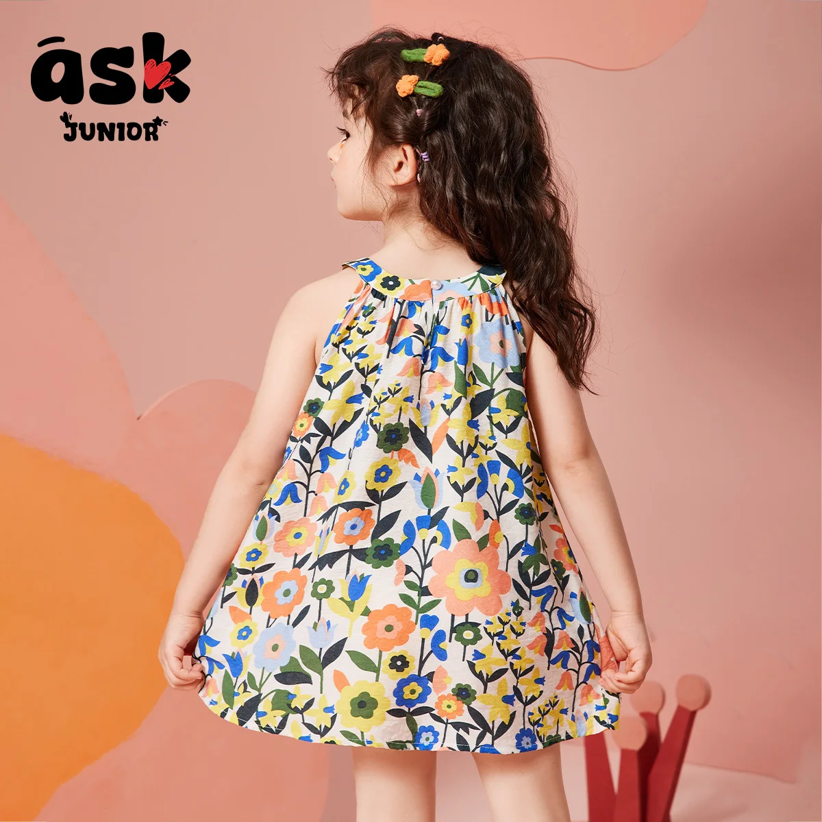 اسأل الفتيات الصغار الصيف الأطفال زهرة كبيرة طباعة كاملة اللباس حزام اللباس الشاطئ الرياح #4