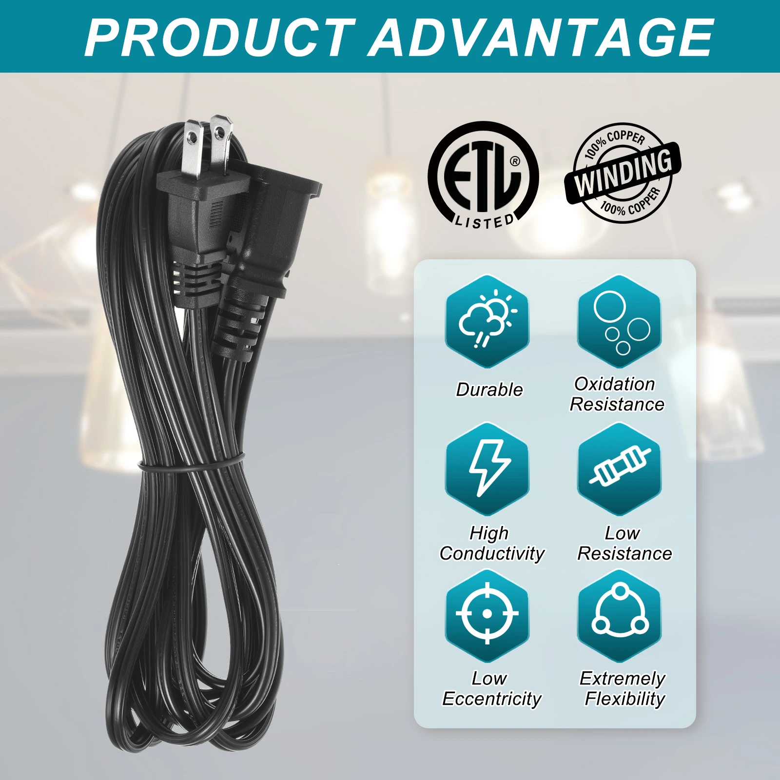 

1/2 шт. 0,3-6 м удлинитель SPT-2 18AWG 2-контактный провод питания гнездо/папа низкопрофильная вилка для лампового телевизора для NEMA 1-15P к NEMA 1-15R