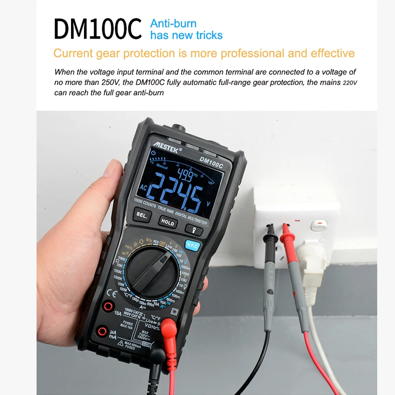 MESTEK Multifunctional Digital 10000 Counts RMS Multimeter NCV Live Line Tester Voltage Current Resistance Capacitance Tester