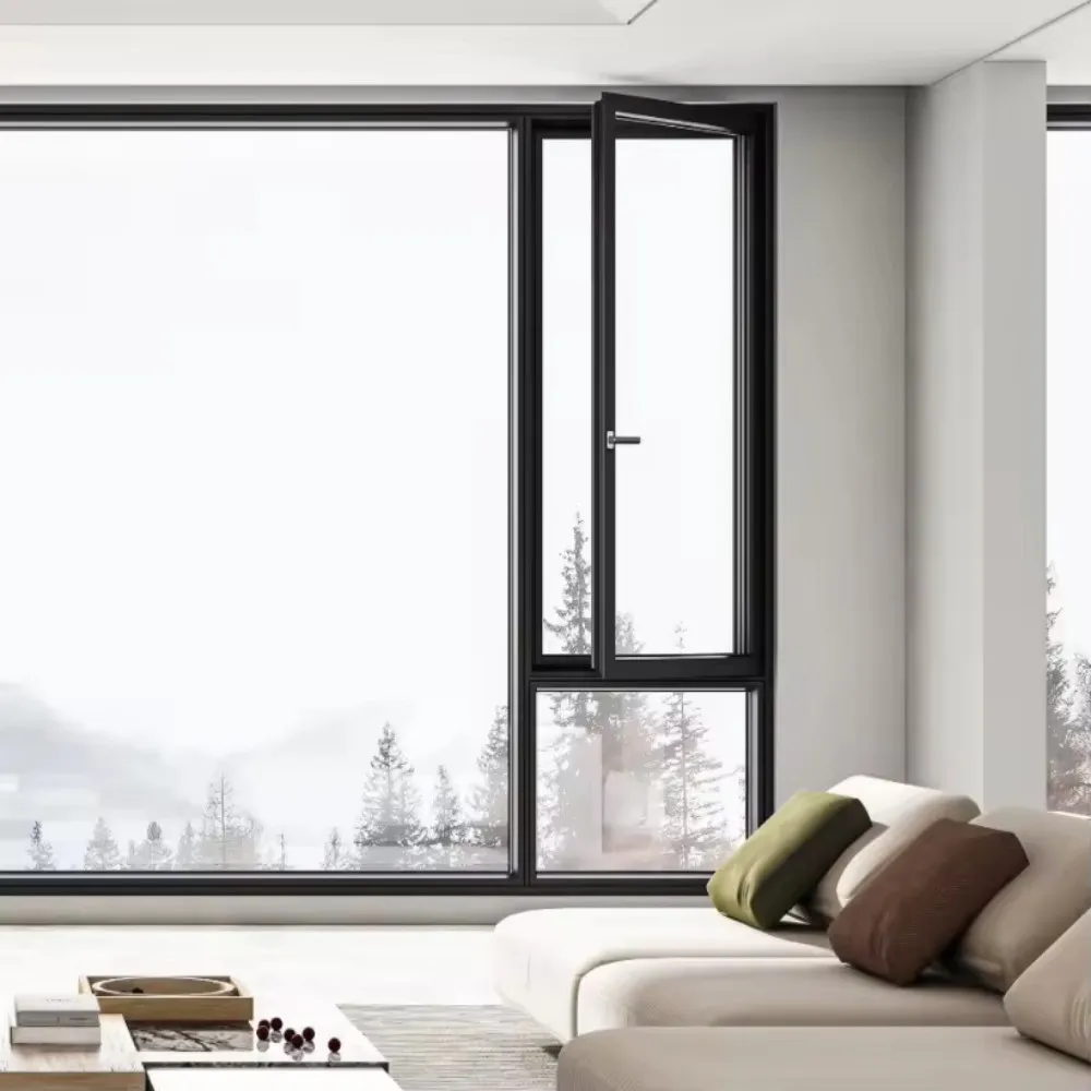 

Modern Residential Aluminum Casement Windows - Double Glass, Thermal Break, Tilt-In with Soundproof Blinds for Home