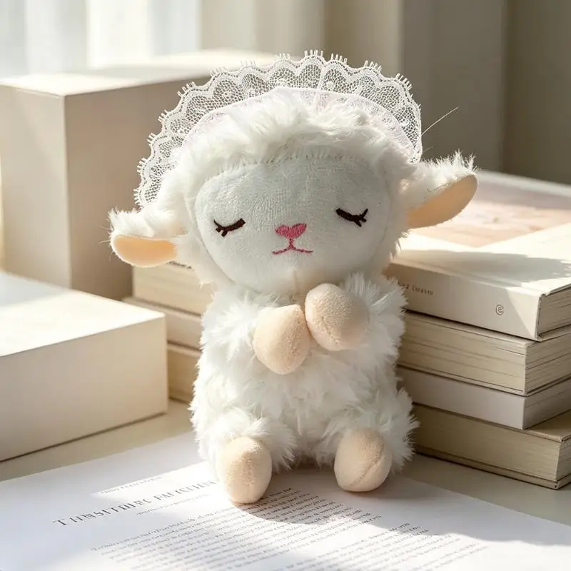 Cute Sweet Woolen Plush Toy Keychain Curly-Haired Mini Backpack Charm Soft Bag Pendant for Family Holiday Gift