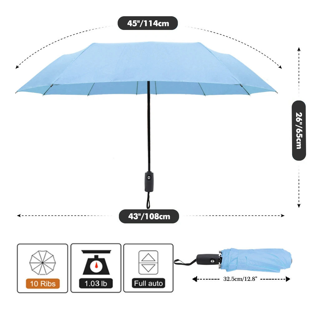 ZOMAKE Travel Umbrella Compact -10Ribs Portable Collapsible Umbrellas for Rain Windproof Automatic Small Folding Travel Umbrella