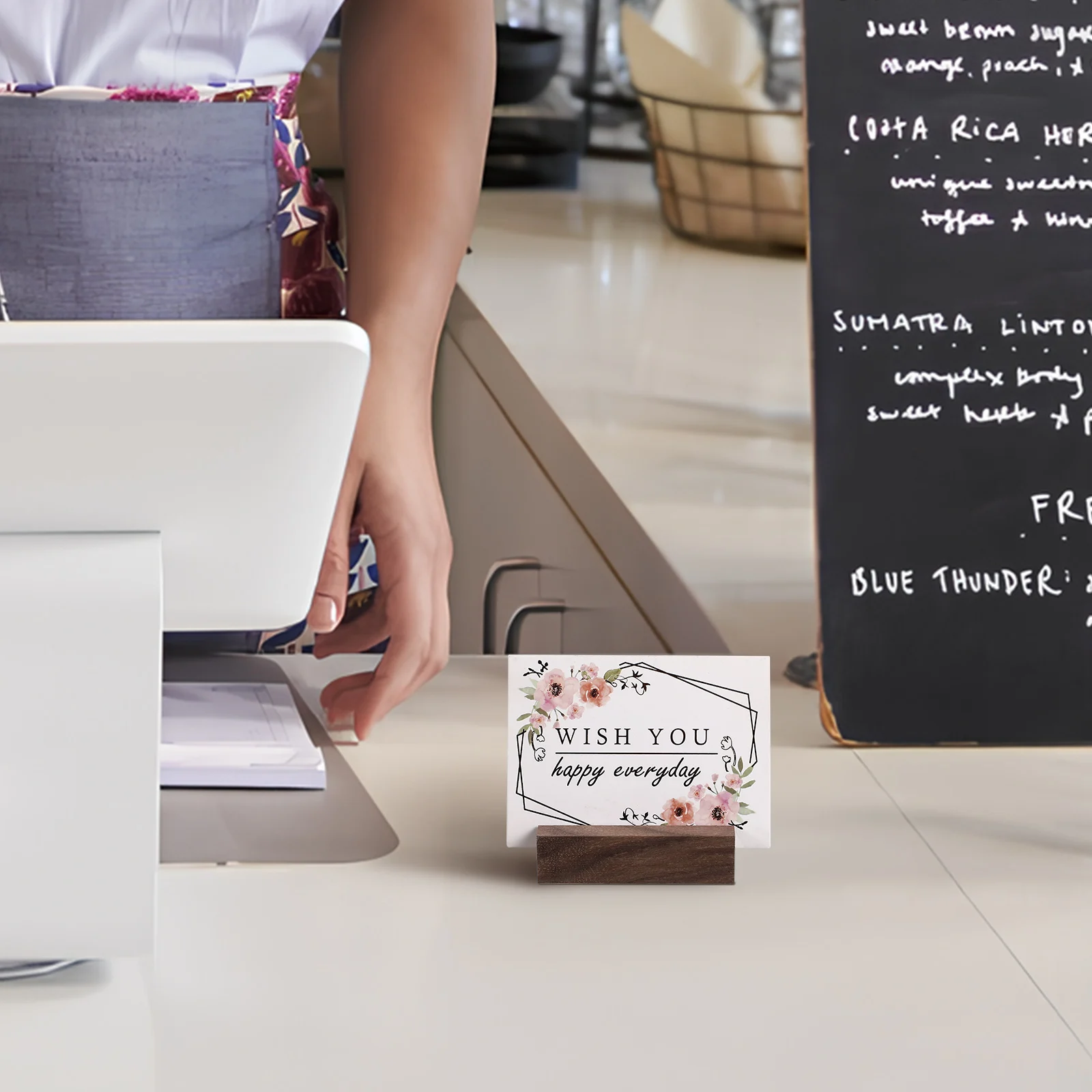 

12 Wooden Postcard Display Sign Holder Stand Stands for Table Number Holders Photo Exhibitions Light Brown Compact Design