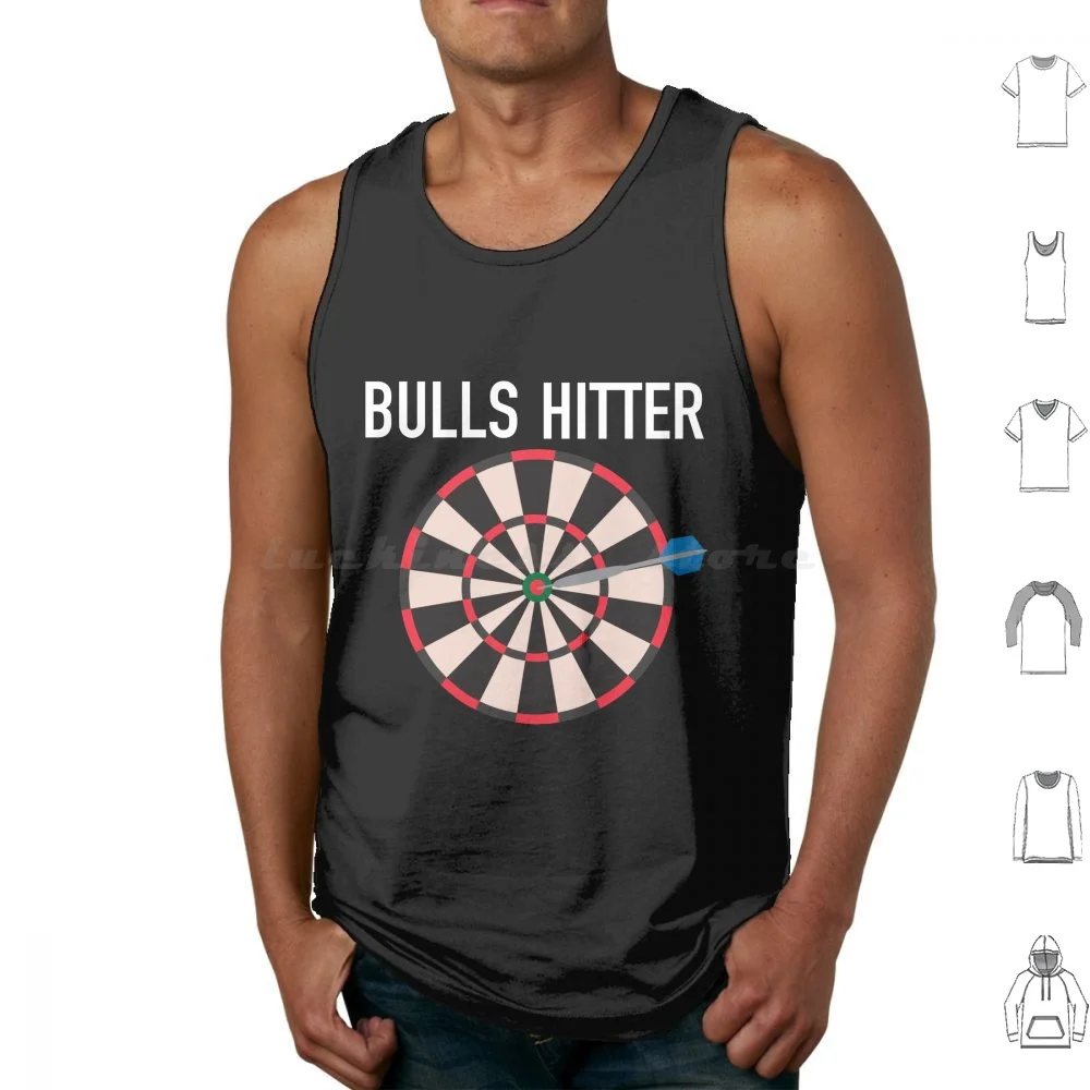 Bulls Hitter Dart League Pun Tank Tops Vest Sleeveless Bull Bulls Bullseye Dart Dart League League 301 Beer Bar Games