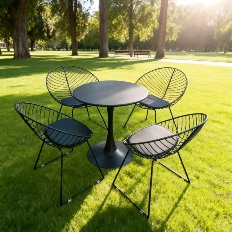 

Outdoor leisure wrought iron leisure creative leaf table and chair combination waterproof and sunscreen