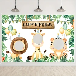 Jungle Animal Birthday Backdrop for Birthday Party Decorations Safari Animal Theme Happy Birthday Party Photoshoot Backdrops