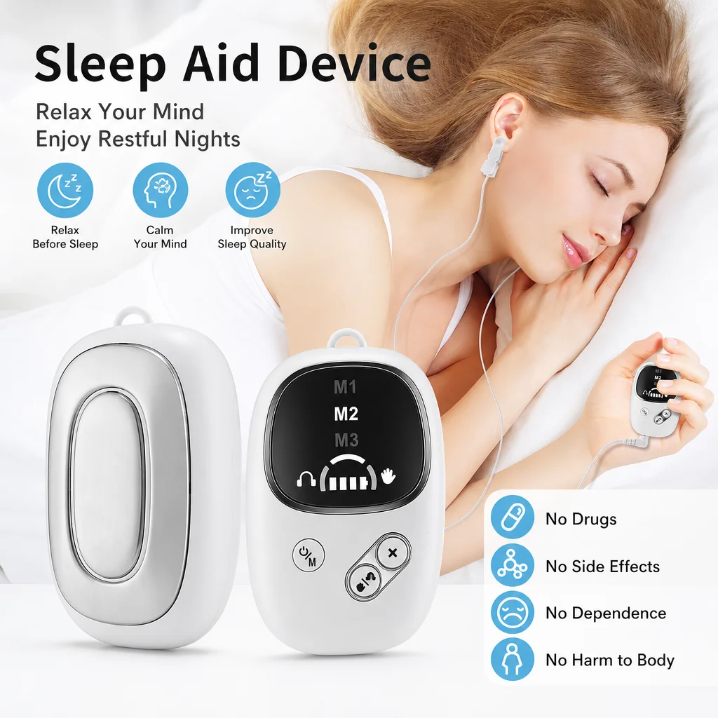 3-mode Smart CES Sleep Aid Ear Clip Relaxation Device USB Rechargeable Sleep Helper for Adults Improve Sleep Comfort