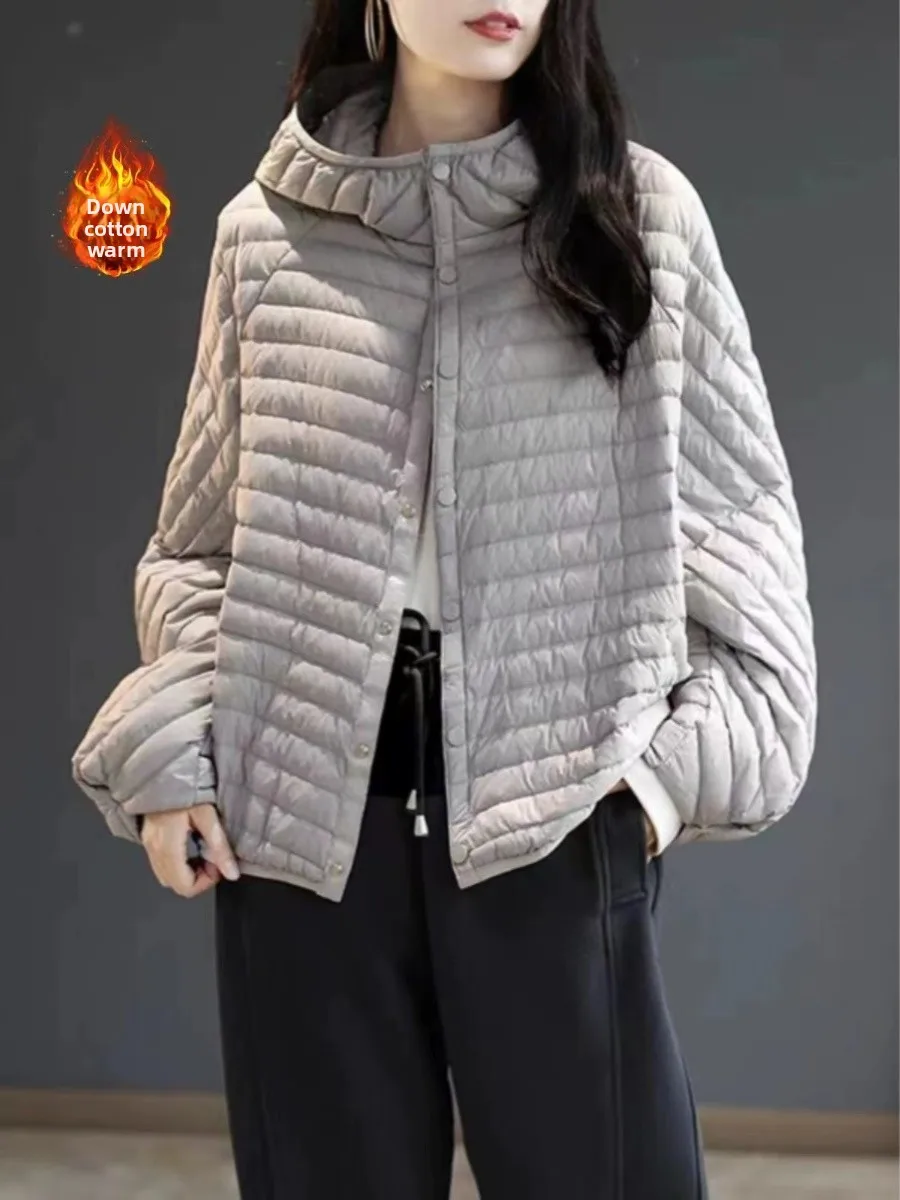 

Lightweight Padded Cotton Jacket Women's Fashionable Hooded Windproof down Coat plus Size Commute Style Long Sleeve Regular L...