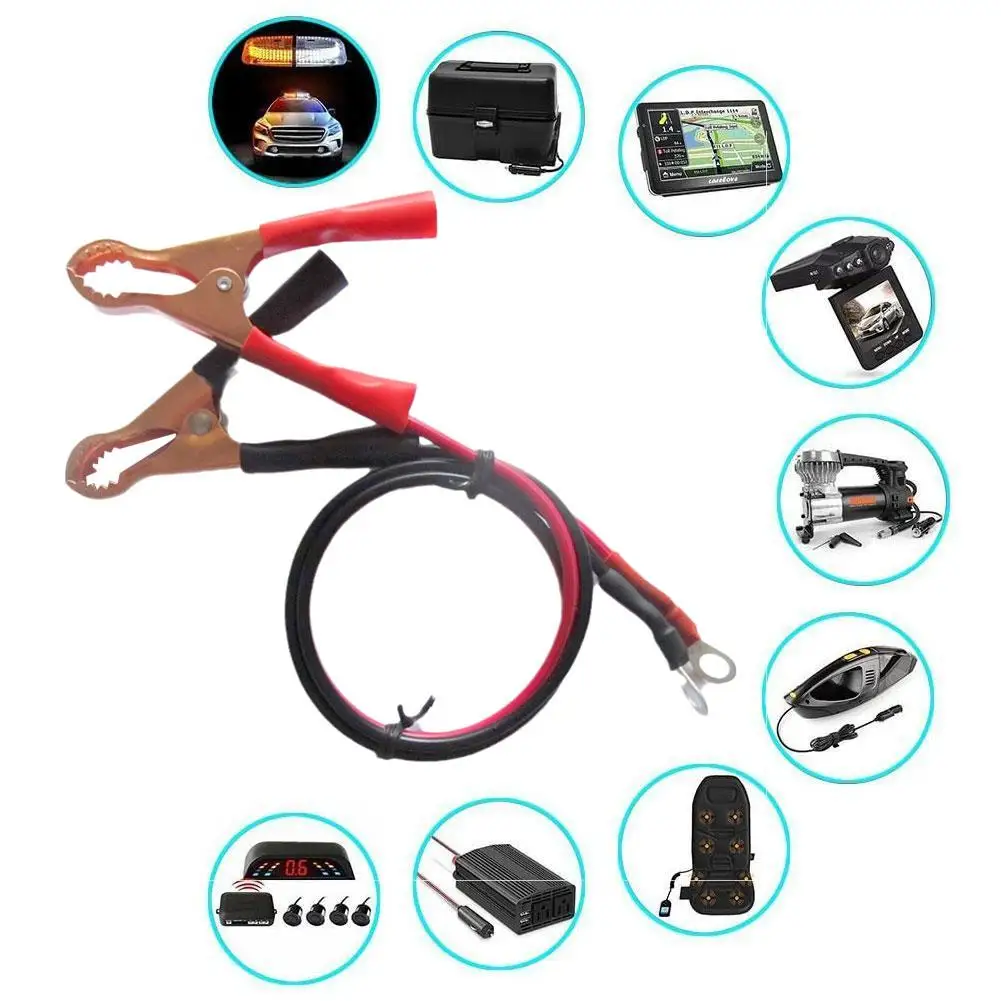 Alligator clip car cigarette lighter car loaded inverter connection battery socket cord car adapter line battery 12V50A pow A1T7