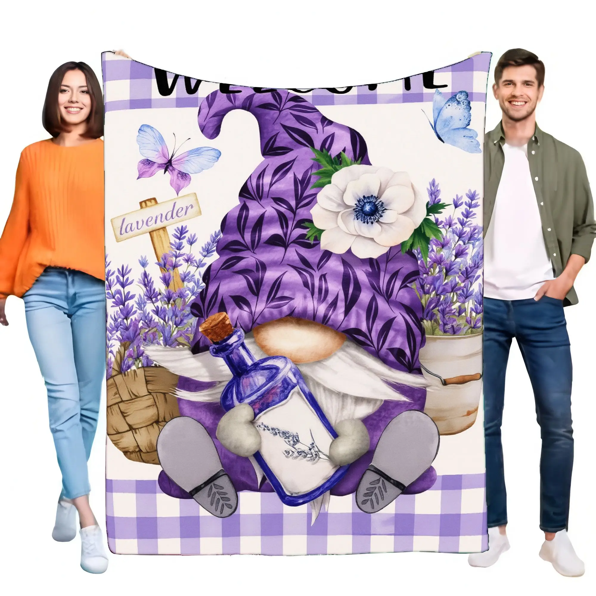 Lavender Gnome Throw Blanket Cozy Sofa Stunner Soft Lightweight for Home Decor Perfect Gift for Garden Lovers and Friends Embrac
