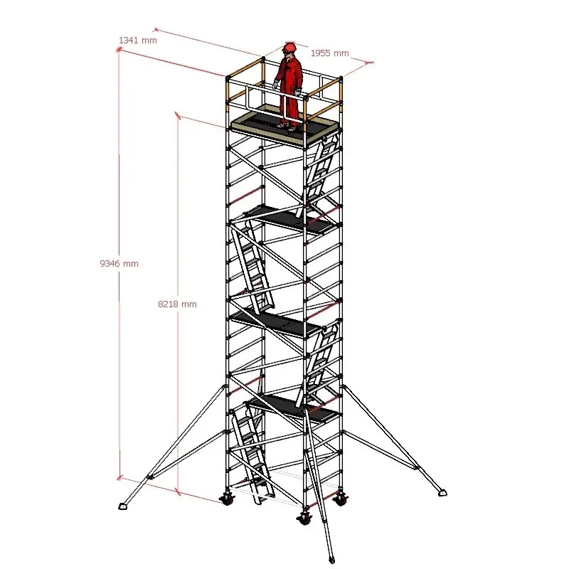 Échelles mobiles de tour d'échafaudage de 6M 12M échafaudage en aluminium échafaudage en aluminium pour la Construction
