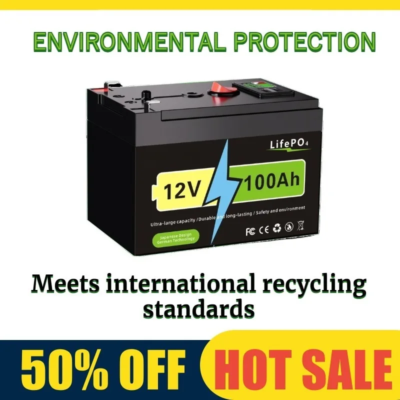 

12 В 100 Ач литий-железо-фосфатный аккумулятор глубокого цикла для солнечной системы эхолот силовые колеса