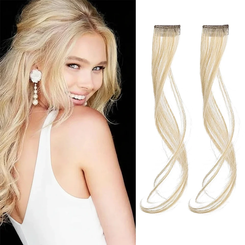 

Long Side Air Bangs 2PCS Clip in Bangs Front Side Bangs Set Long Temples, Wavy Curly Synthetic Long Temples Bangs Fake Hair
