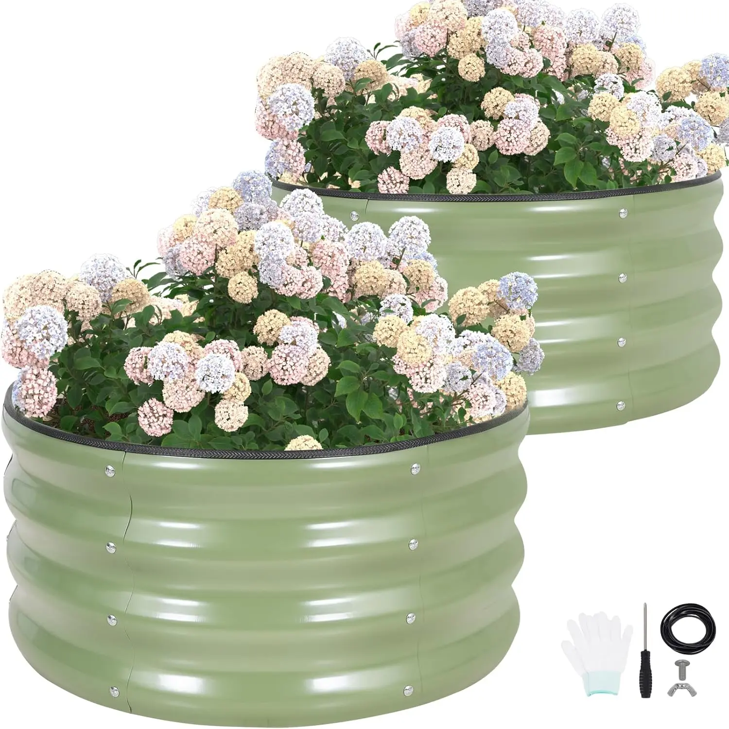 

2x2x1ft Galvanized Metal Raised Garden Bed Planter Box 2 Pack for Plants, Vegetables, Flowers, Herbs, Fruits