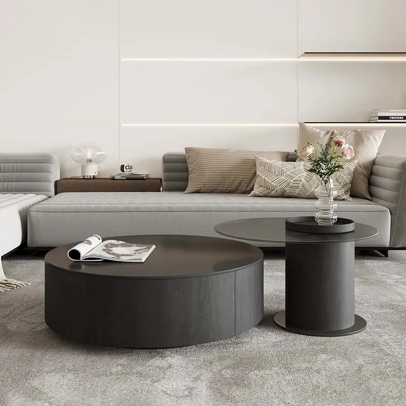 

European Aesthetic Coffee Table Luxury Storage Unique Modern Round Coffee Table Nordic Designer Mesa De Centro Sala Furniture