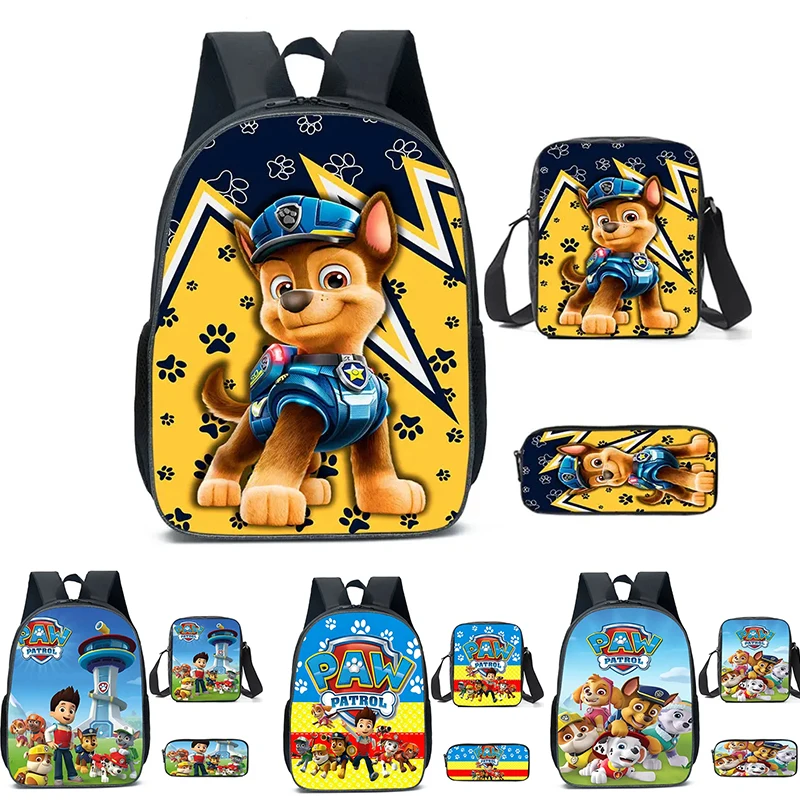 

3pcs Paw Patrol Kids Backpacks Anime Figure Chase School Bag Cute Cartoon Large Capacity Travel Bag Boys Girls Birthday Gifts
