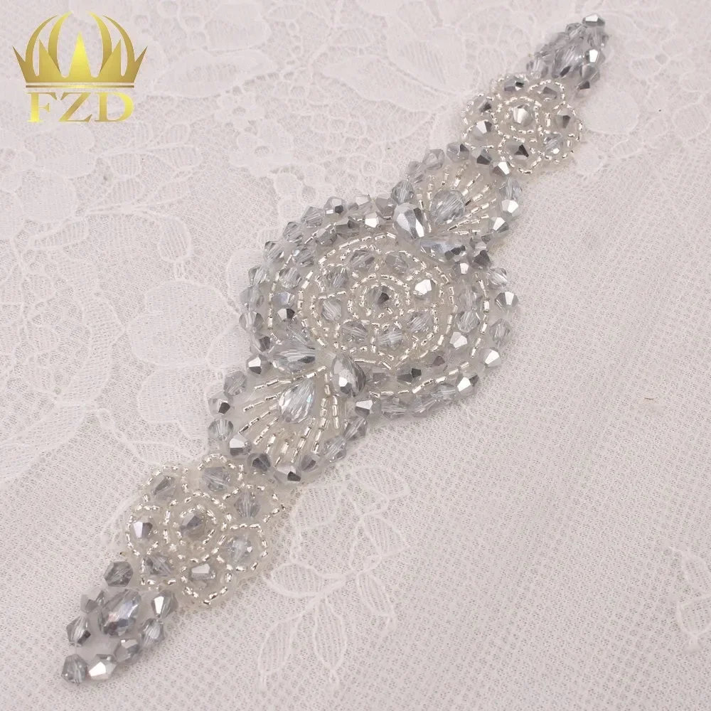 (1 Pieces) Hotfix Black Handmade Bridal Belt Pearl Crystal Rhinestones Appliques for Wedding Bridal Dress Belt Rhinestones Belt