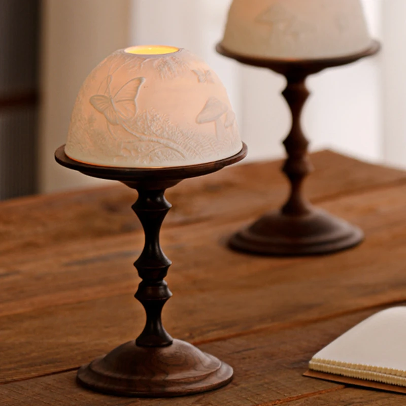 

CuteLife рельефный деревянный подсвечник в стиле ретро, фарфоровый абажур, украшение для дома, подсвечник, винтажный свадебный стол, подсвечник