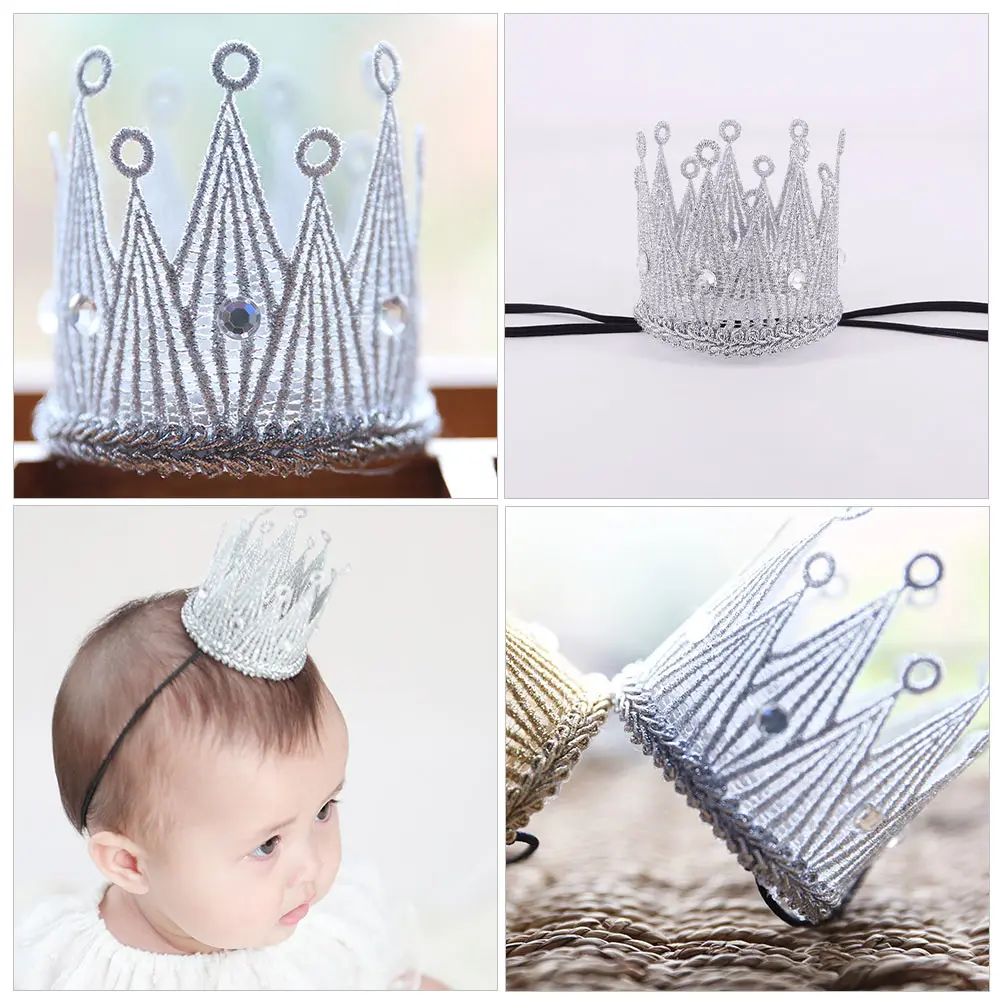 

Baby Crown Headb Infant Tiara Fabric Crown Hair Accessories Rhinestone Photography Prop Birthday Party Baptism Baby Shower Hat