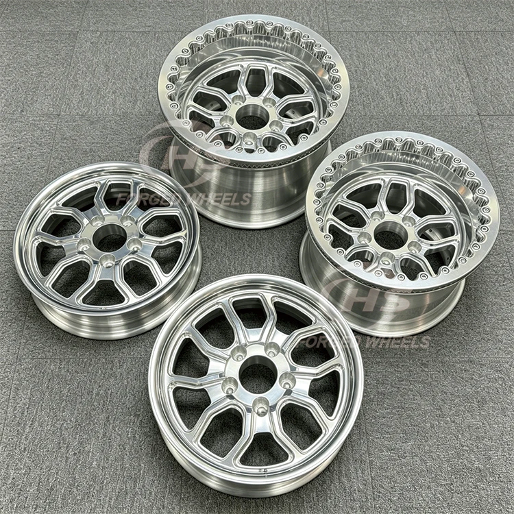 15x10/10.5 17x4.5/5 18x4.5/5 Polished Beadlock Forged Wheels for Drag Racing  GT Shelby  Challenger  Supra R35