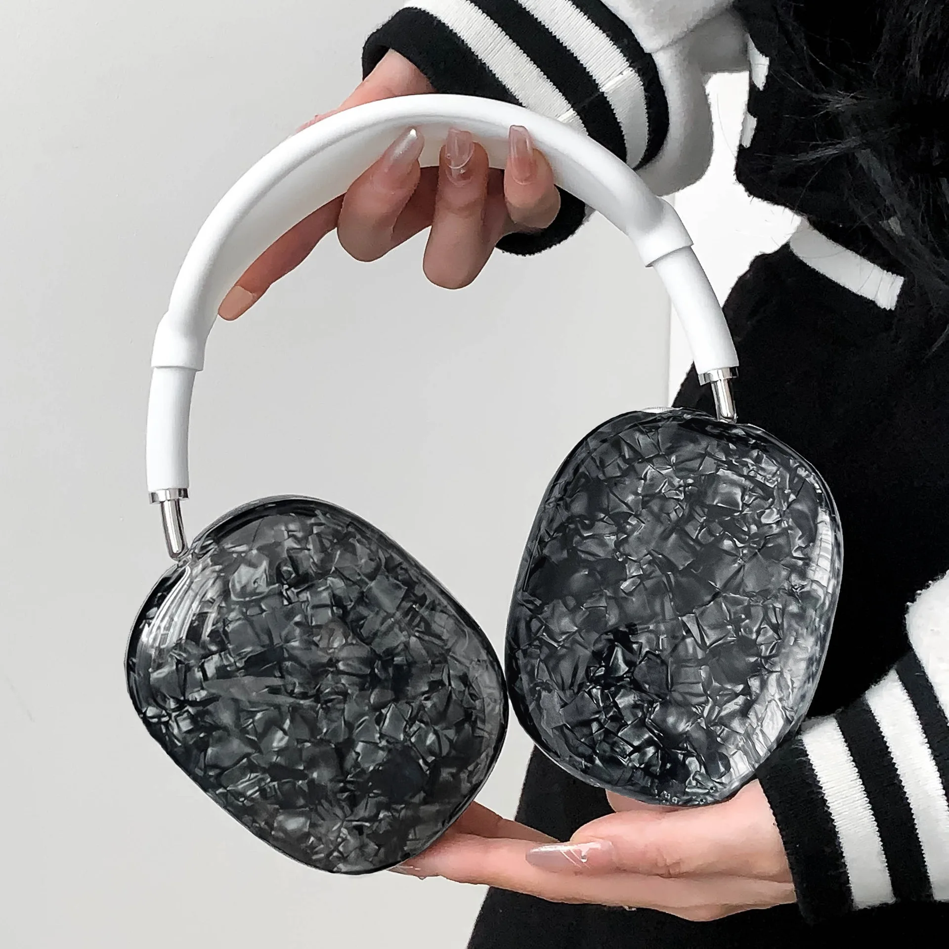 

Черный чехол с текстурой под кожу для AirPods Max 1-го и 2-го поколения, мягкий защитный чехол из ТПУ, противоударный, с защитой от царапин, аксессуары для наушников