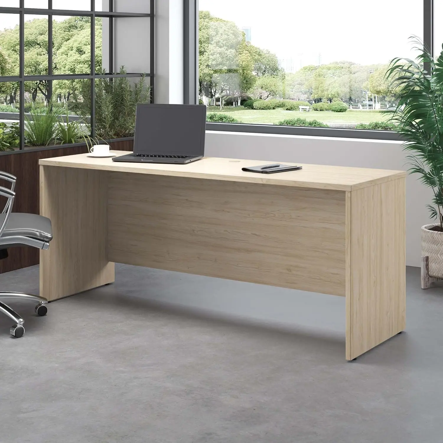 Studio C Credenza Desk, Computer Table for Home or Professional Office, 72W x 24D, Natural Elm