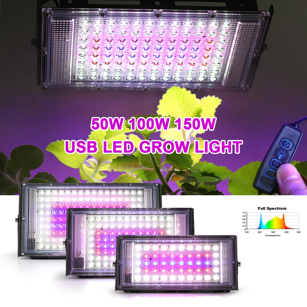 LED تنمو ضوء Phytolamp للنباتات USB 5 فولت Sunlike كامل Specturm أضواء النبات سطوع قابل للتعديل الكاشف المائية IP65