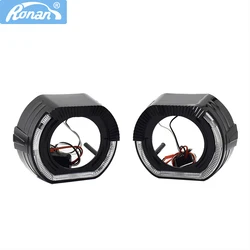 Ronan 2.5/3inch BM Sport LED Black Shrouds Square Guide Angel Eyes Car Styling  DRL Halo Ring for Bi-xenon Bi-led Lens