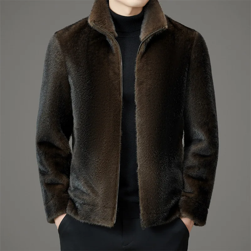 

Outerwear High-end Business Casual Faux Fur Mink Men Winter New Style Faux Fur One-piece Double-sided Wear Fashion Warm Outcoat